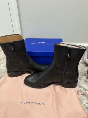 Stuart Weitzman Black Leather Booties